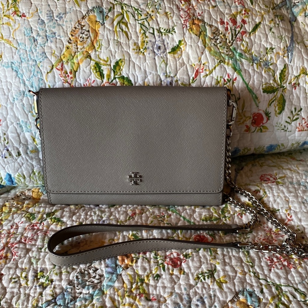 TORY BURCH Gray Leather Crossbody Bag